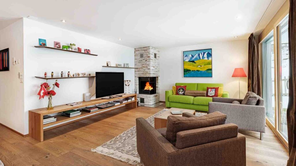 Living room with fireplace